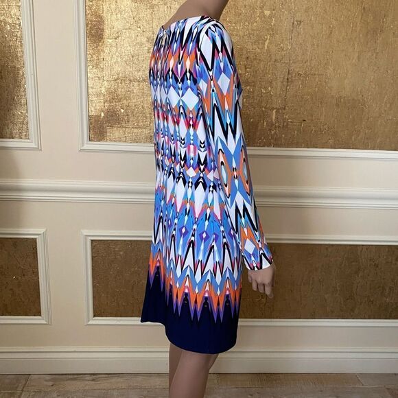 Vince Camuto colorful graphic pattern midi dress 8 - Picture 3 of 14
